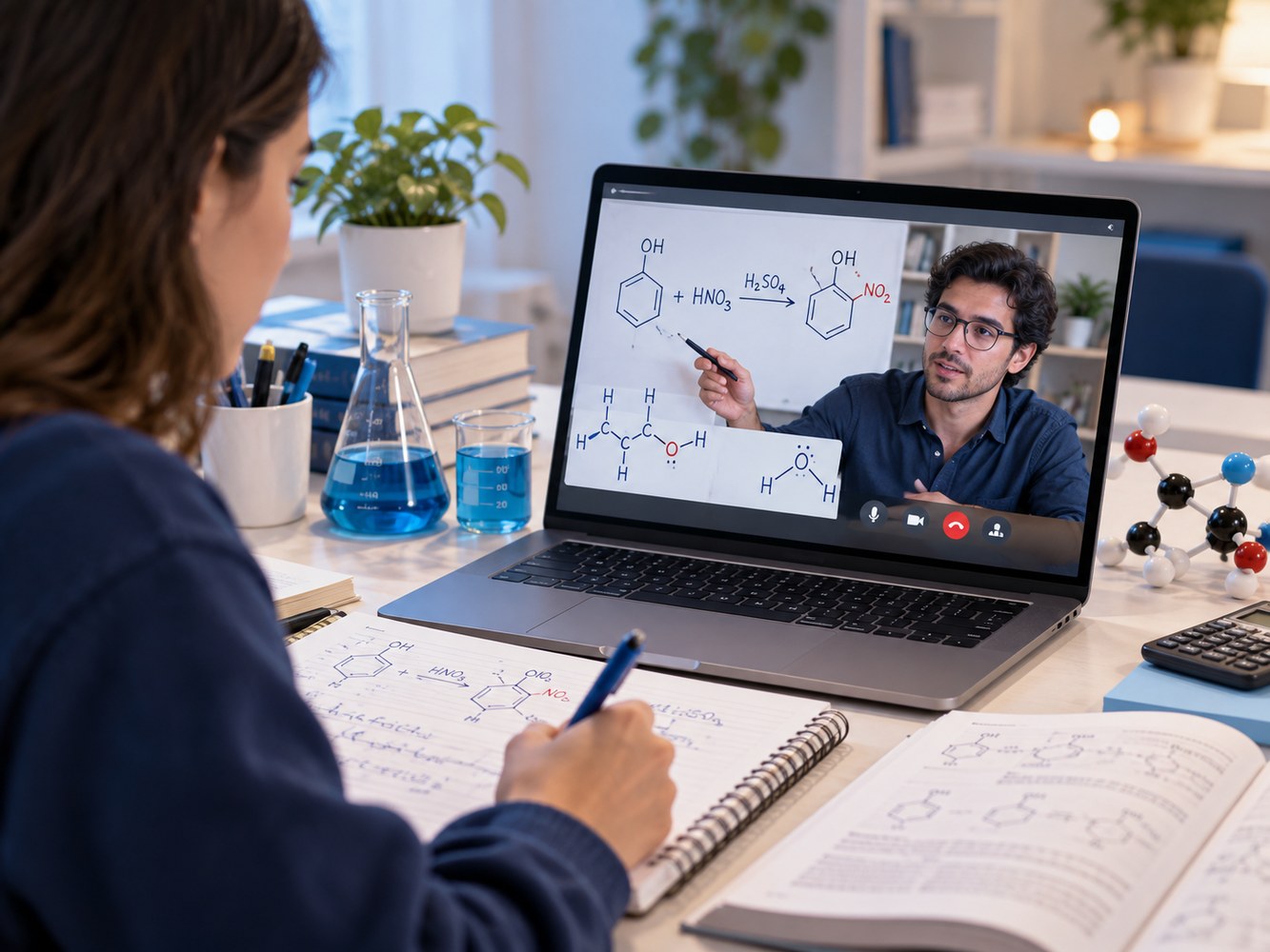 Clase universitaria de química por Zoom