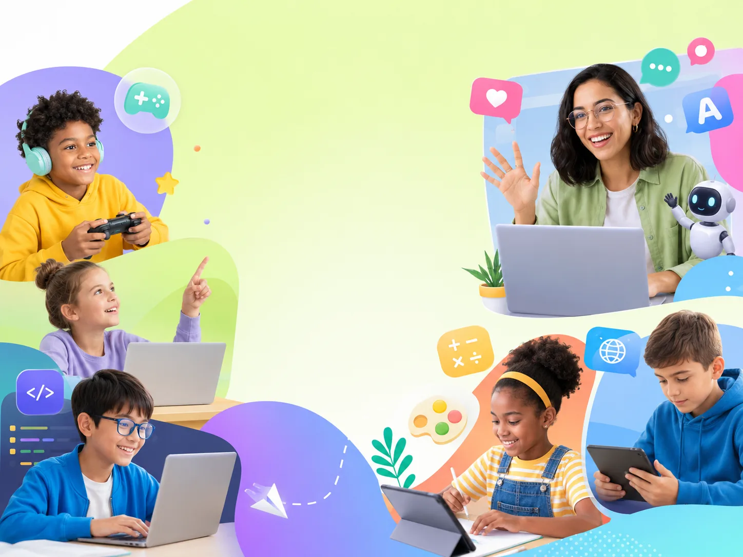 Comunidad de aprendizaje Mategamers con niños y docentes